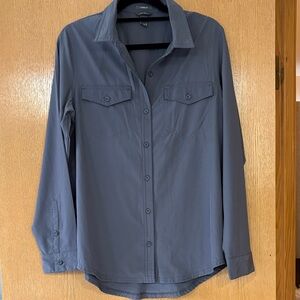 Eddie Bauer Women's Gray Button Down Shirt-S